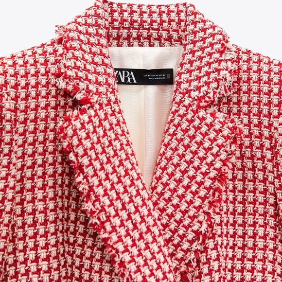 Red Houndstooth Double-Breasted Blazer - Picture 8 of 9